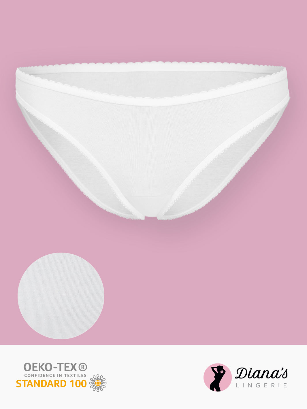 Middle waist simple cotton panty - White - (520-white) – Diana's Lingerie