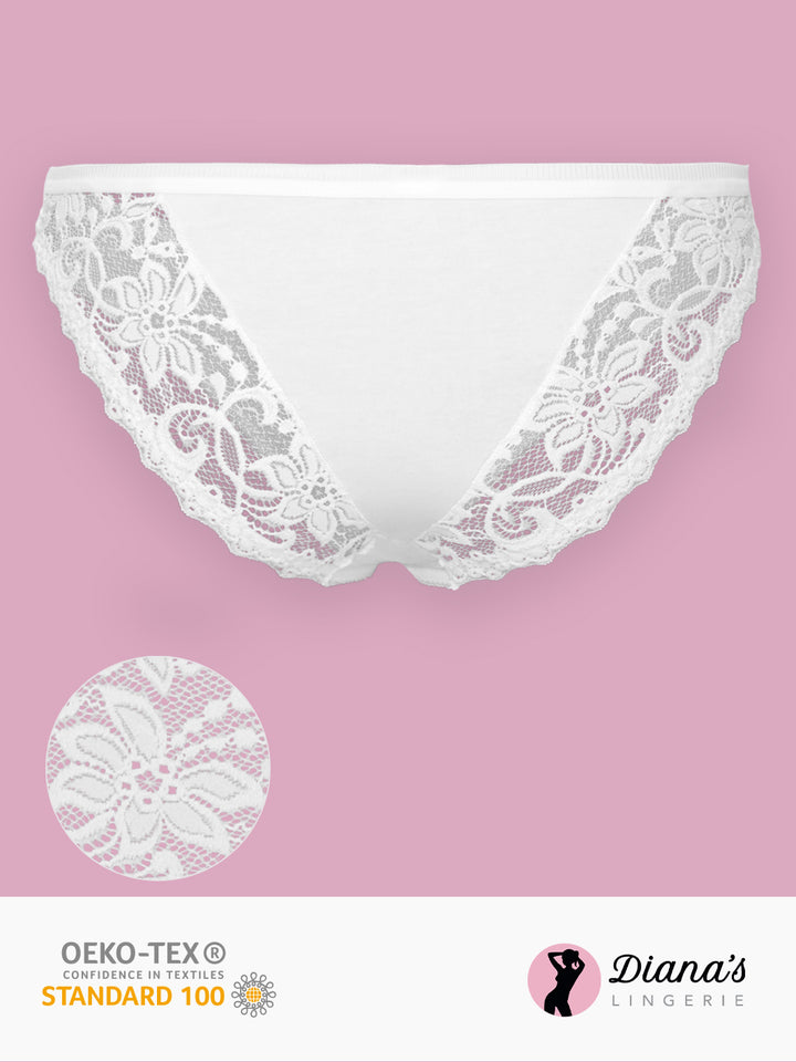Cotton panty with lace back - White - (202-white)
