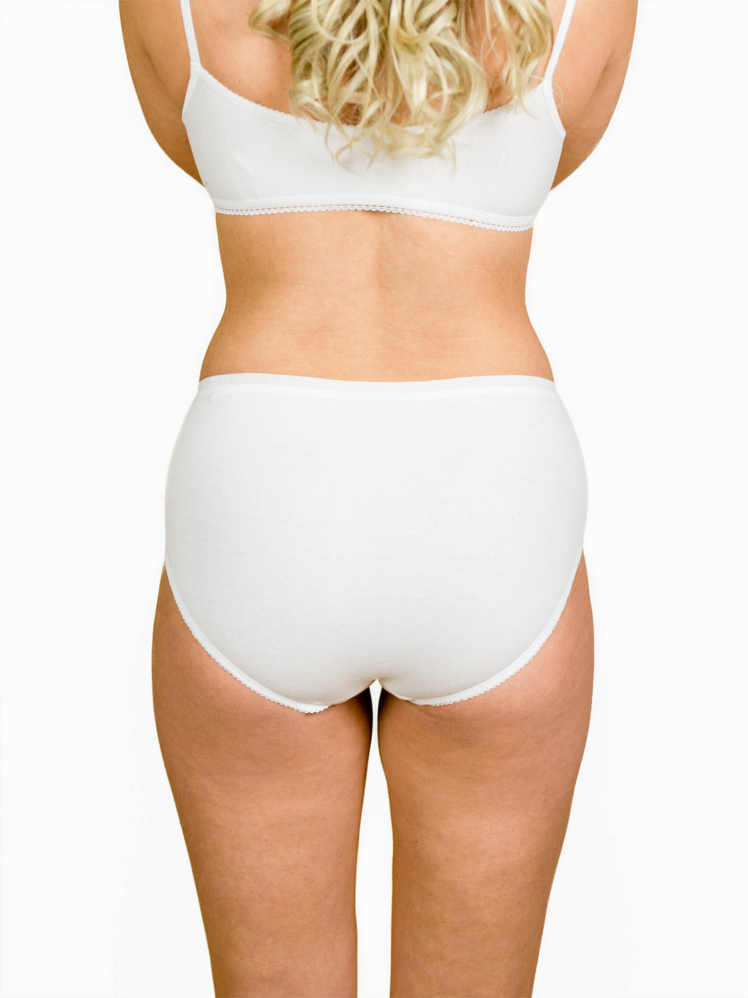 Wide-sided high-waist cotton panties - White