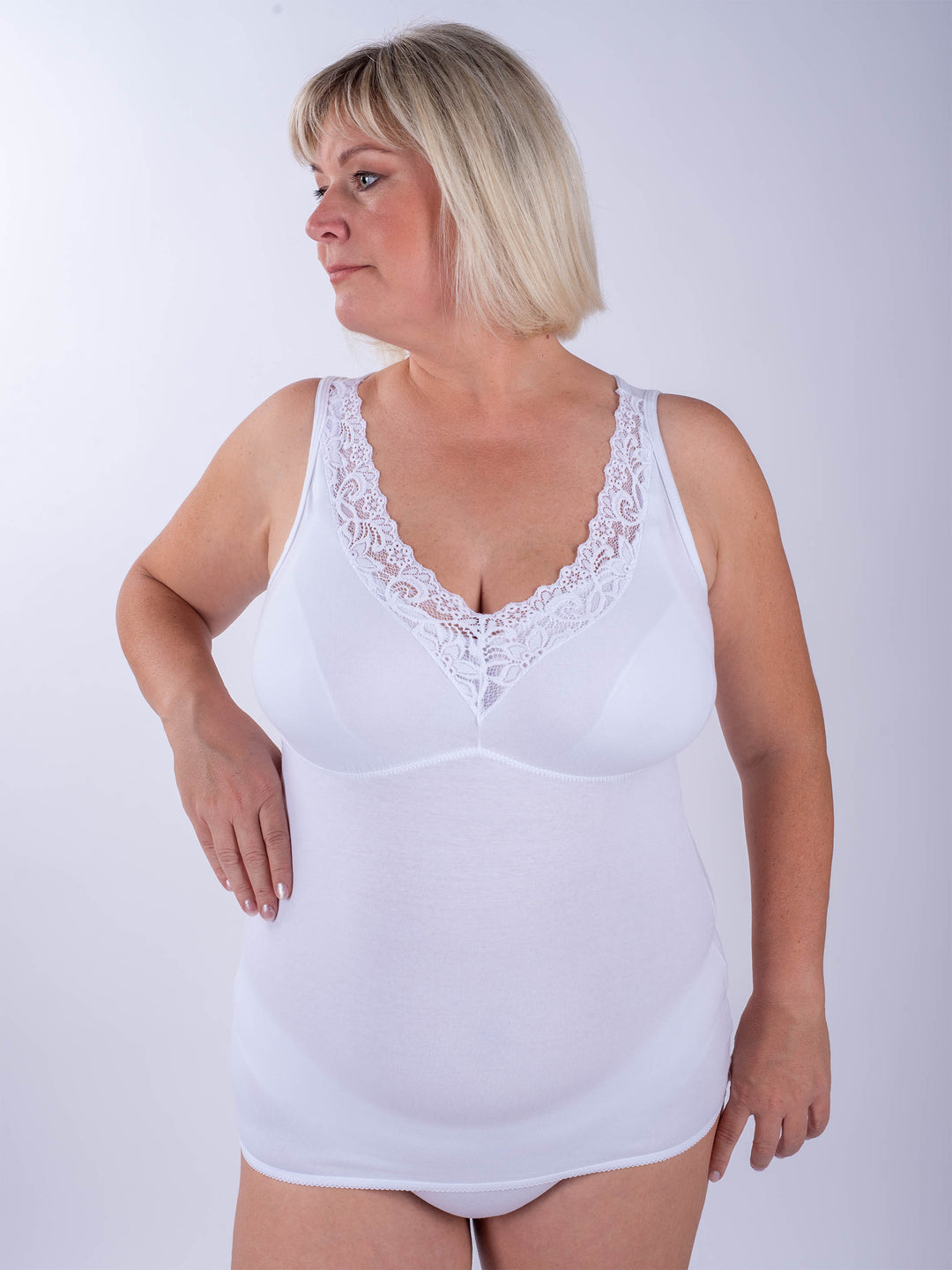 Lace Cotton wireless bra - White - (19-white)