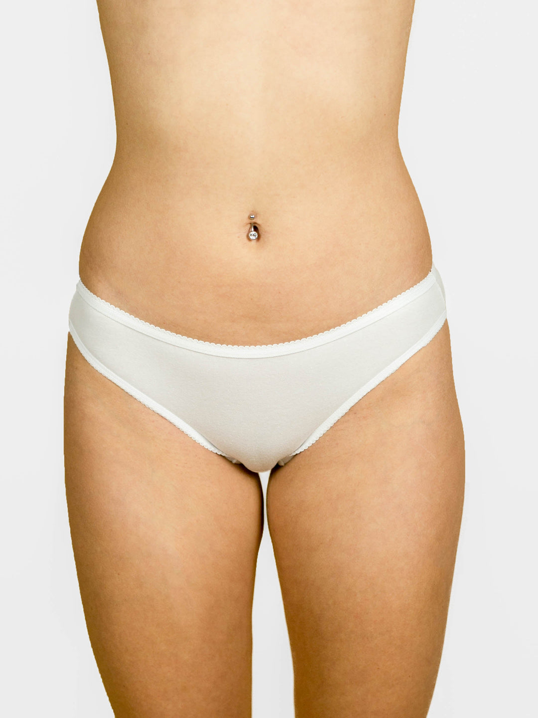 Middle waist simple cotton panty - White - (520-white)