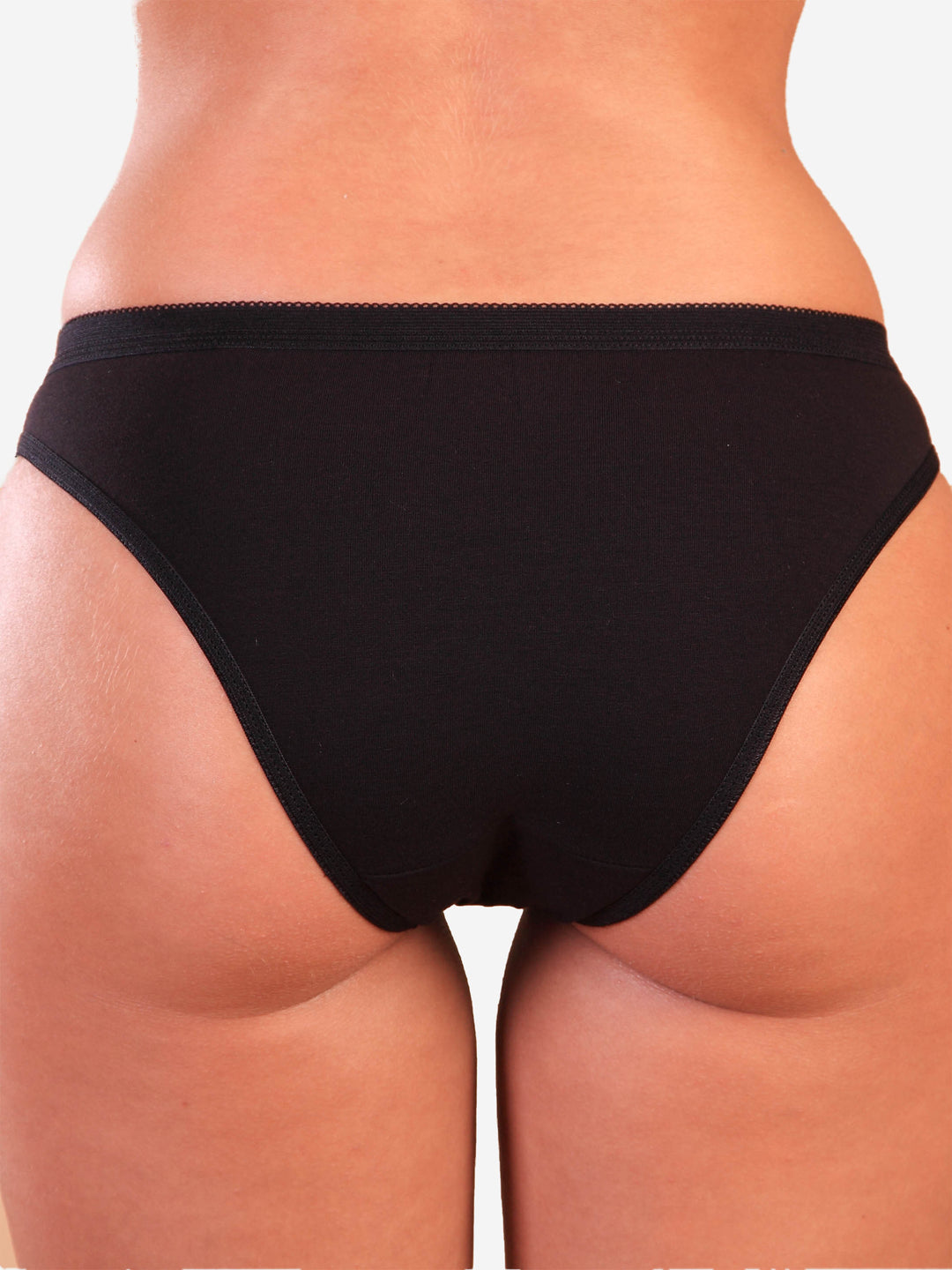 Middle waist simple cotton panty - Black - (520-black)