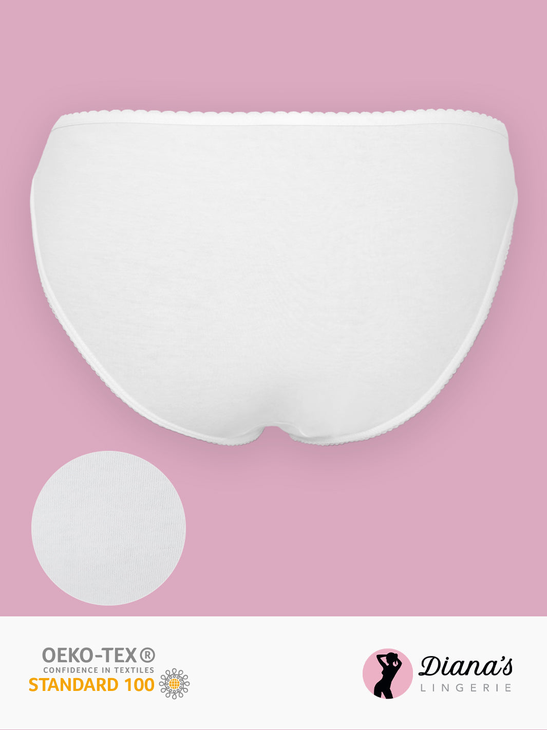 High-waisted narrow-sided cotton brief - White - (2-white)