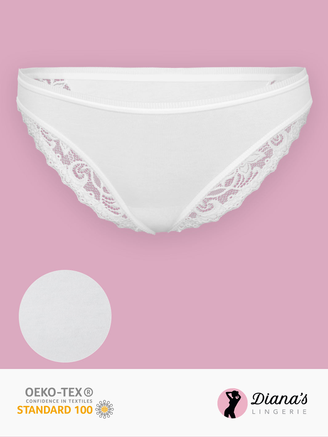 Cotton panty with lace back - White - (202-white)